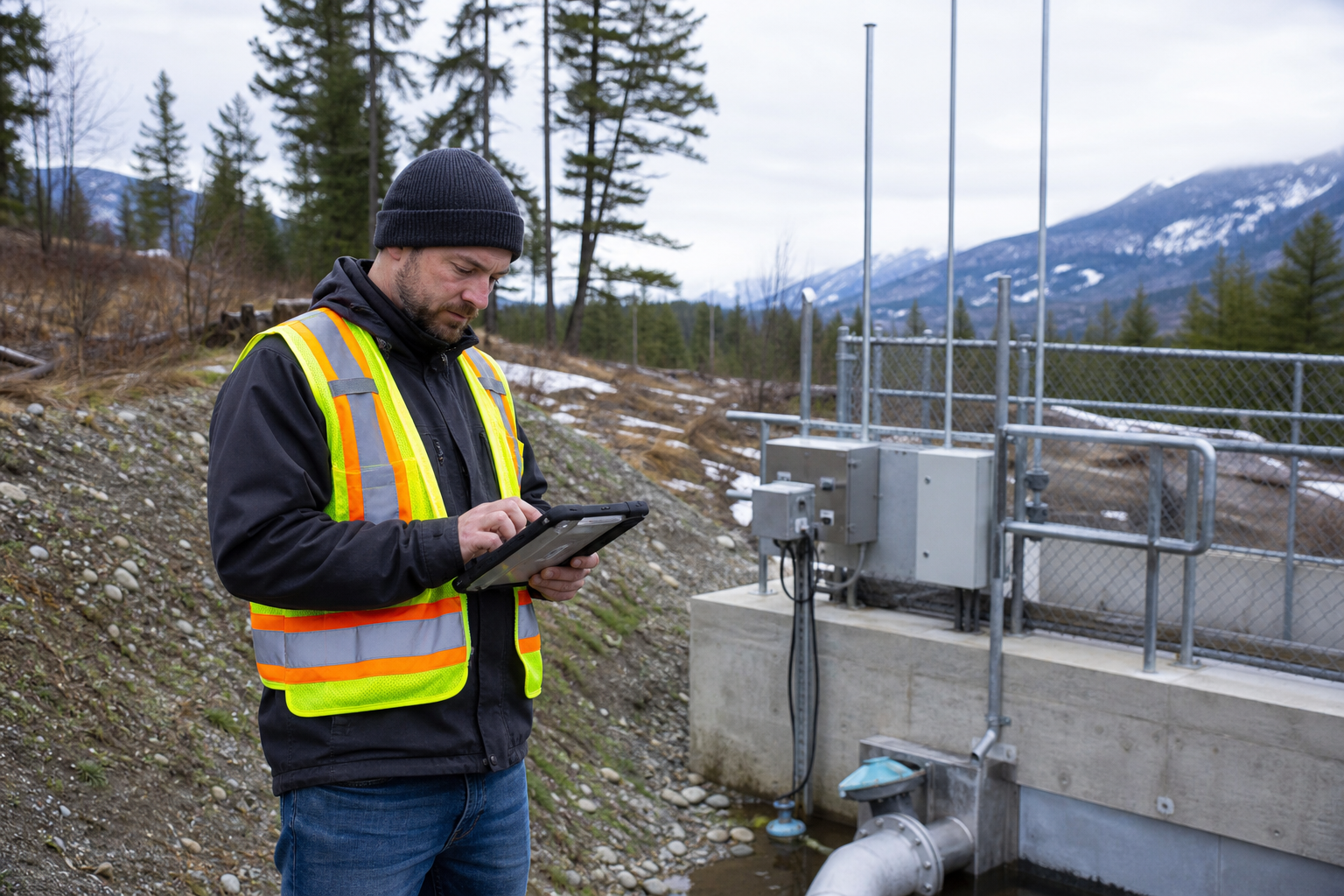 Public works crew collecting field data with a mobile app
