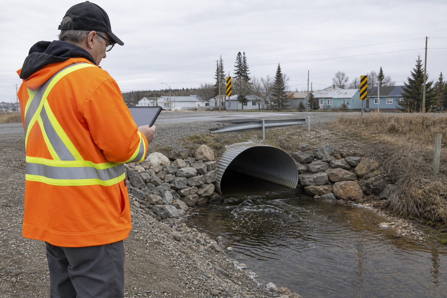 Municipal public works staff documenting infrastructure in the field